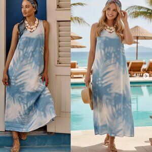 J. Jill Blue and White Tie-Dye Maxi Dress
